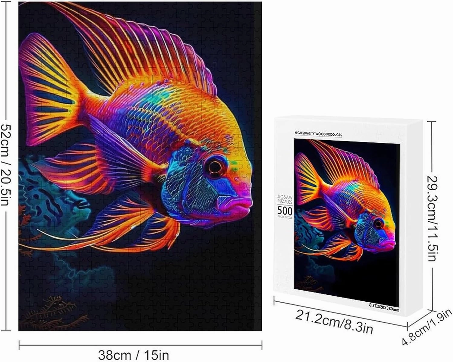Puzzles for Adults 500 Pieces - The Colorful Tropical Fish Funny Fish Funny Educational Kids Puzzles,Children Puzzle Games Toys for Girls and Boys