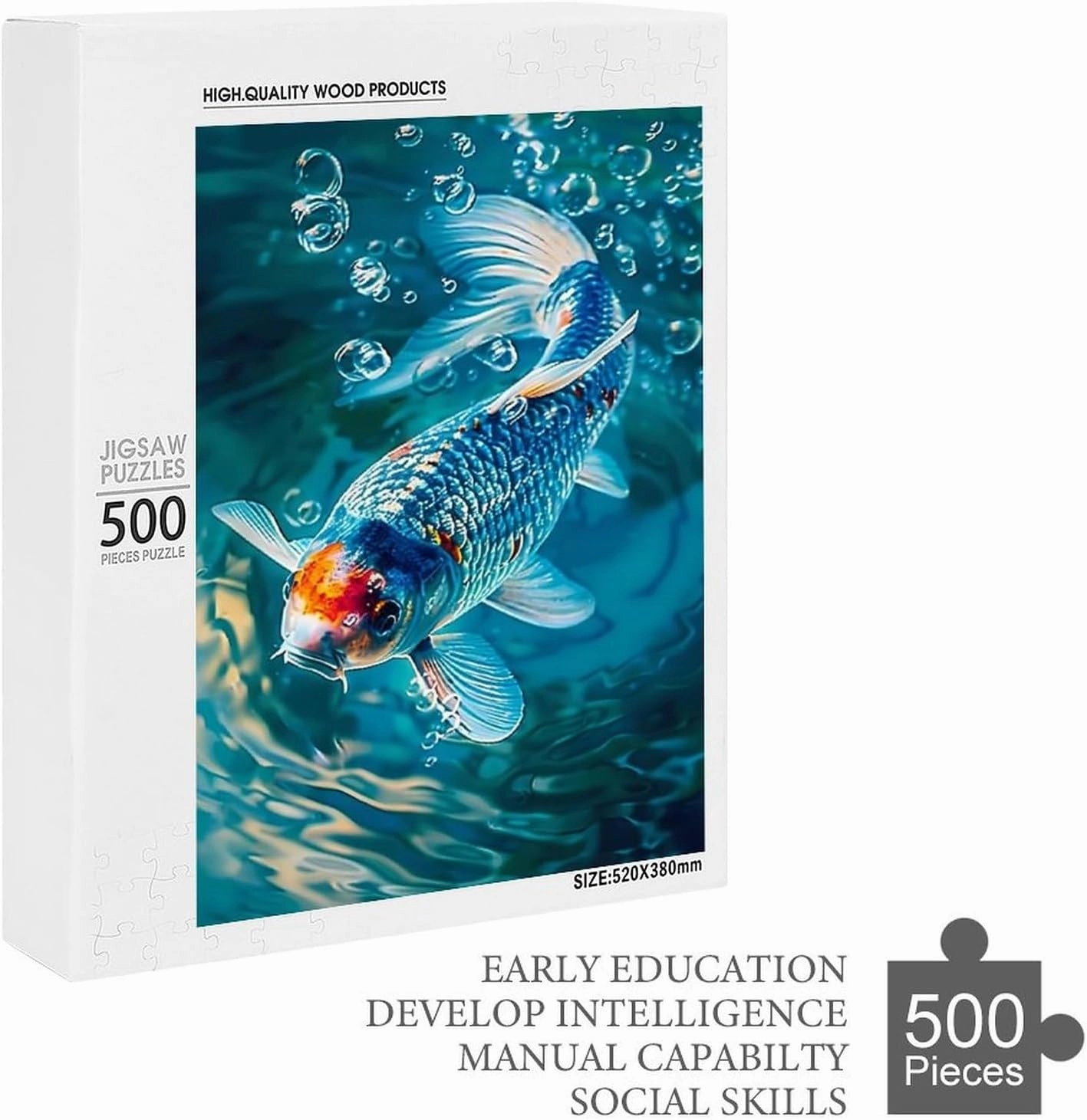 Puzzles for Adults 500 Pieces - The Fish Surrounded by Bubbles Fish Funny Puzzle Learning Educational Puzzles for Children Girls and Boys