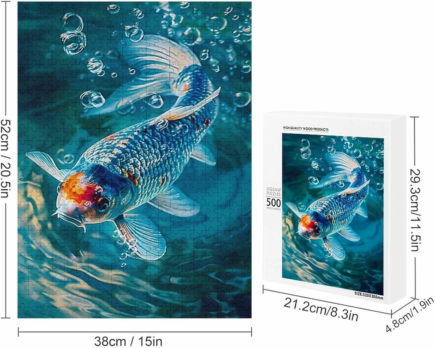 Puzzles for Adults 500 Pieces - The Fish Surrounded by Bubbles Fish Funny Puzzle Learning Educational Puzzles for Children Girls and Boys