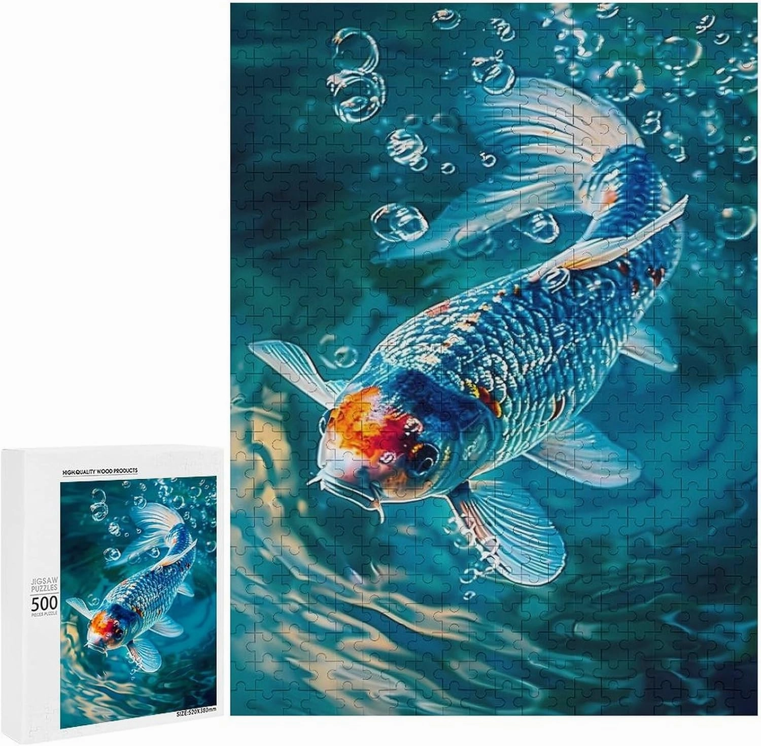Puzzles for Adults 500 Pieces - The Fish Surrounded by Bubbles Fish Funny Puzzle Learning Educational Puzzles for Children Girls and Boys