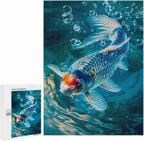 Puzzles for Adults 500 Pieces - The Fish Surrounded by Bubbles Fish Funny Puzzle Learning Educational Puzzles for Children Girls and Boys
