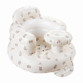 QMVESS Inflatable Baby Seat with Tray, Fully Supportive Infant Floor Seat, Baby Chairs for Entertaining, Built in Air Pump Blow Up, Learning Sit-Up Seat for Infants 3 Months & Up (Bear)