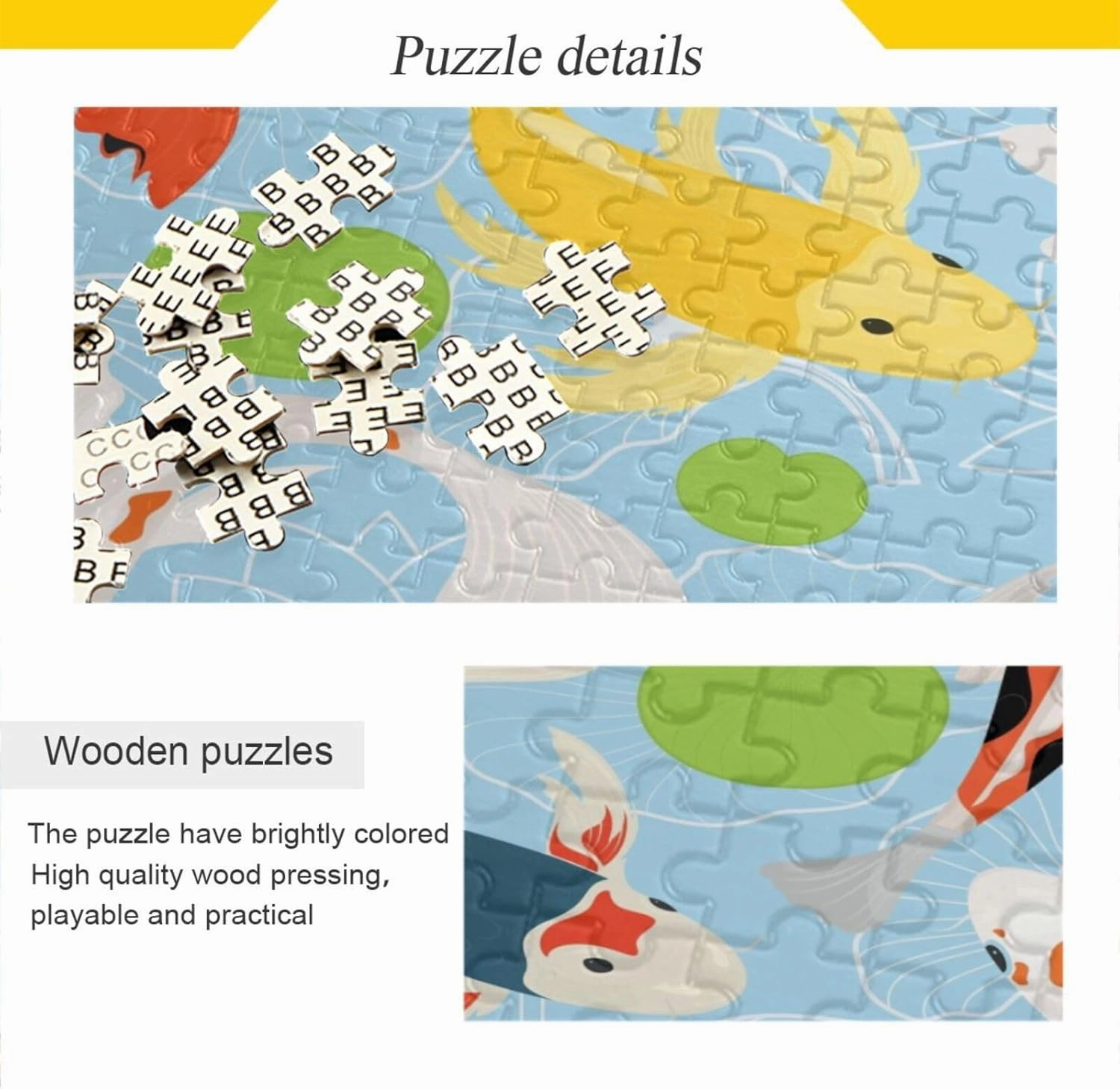 QUGRL Koi Fish Colorful Jigsaw Puzzle 1000 Pieces for Adults Teens Japan Style Cartoon DIY Wall Art Intellectual Decompressing Educational Fun Game