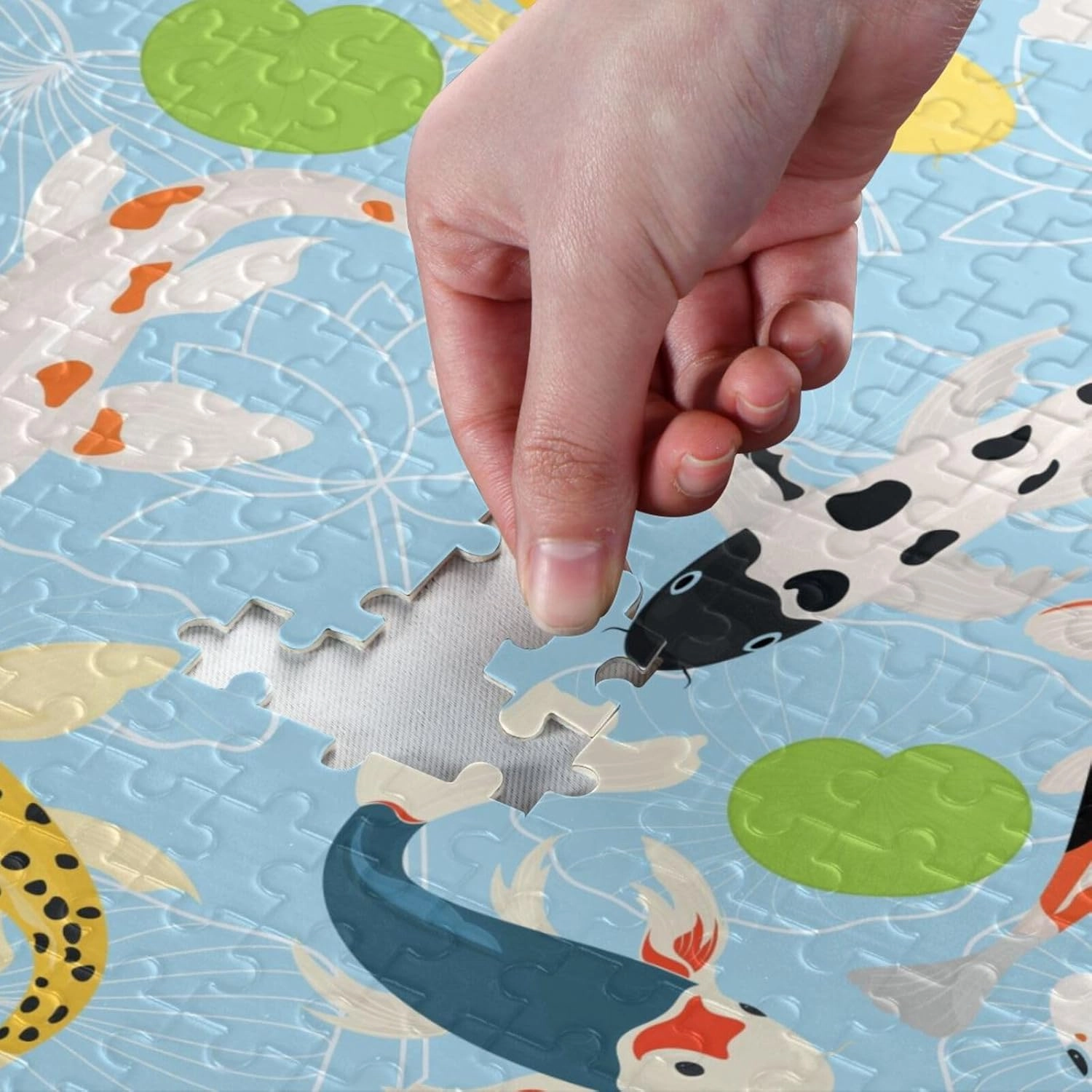 QUGRL Koi Fish Colorful Jigsaw Puzzle 1000 Pieces for Adults Teens Japan Style Cartoon DIY Wall Art Intellectual Decompressing Educational Fun Game