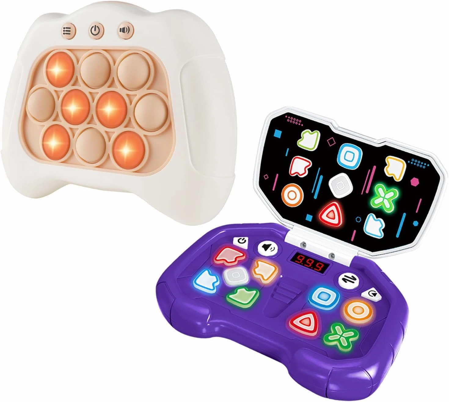 Quick Push Game & Handheld Dance Game, Light Up Push Bubble/Button Game Electronic Brain & Memory Games Stress Relief Sensory Pop Fidget Game Toys Birthday Toy for Kids 3-12