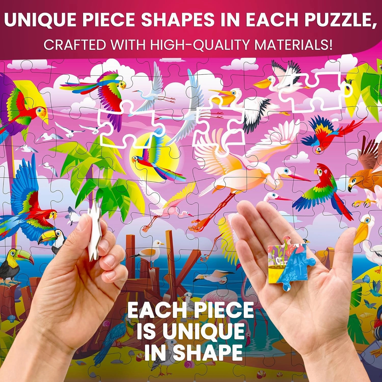 QUOKKA 100 Piece Puzzles for Kids Ages 8-10 – 3XSET Puzzles for Kids Ages 4-6 – Toy for Learning Wildlife Neighbors and Feathered Friends for 5-8 Year Old – Toddler Game Gift for Boy and Girl
