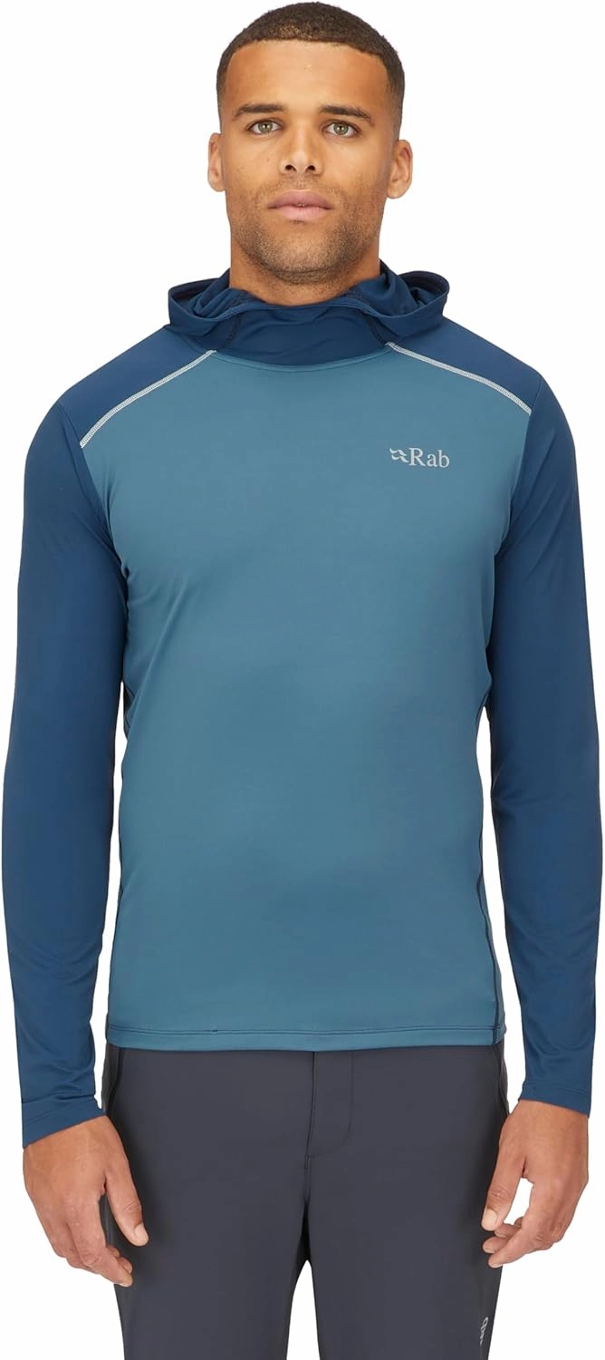Rab Men's Force Hoody Lightweight Long-Sleeve Hooded Baselayer Shirt for Hiking, Climbing, & Trail Running