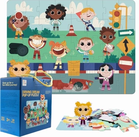 Racing Cars Kids Jigsaw Puzzle Ages 3-6, 40 Pieces   10 Pop-Ups, Preschool Educational Fine Motor Skills. Crazy Little Books Cars Floor Puzzle for Boys