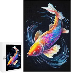 Rainbow Koi Fish Theme Wooden Puzzles for Adults 1000 Pieces Jigsaw Puzzle，Decompression Toys Full of Challenge and Excitement The Wooden Puzzle Unique Home Decor