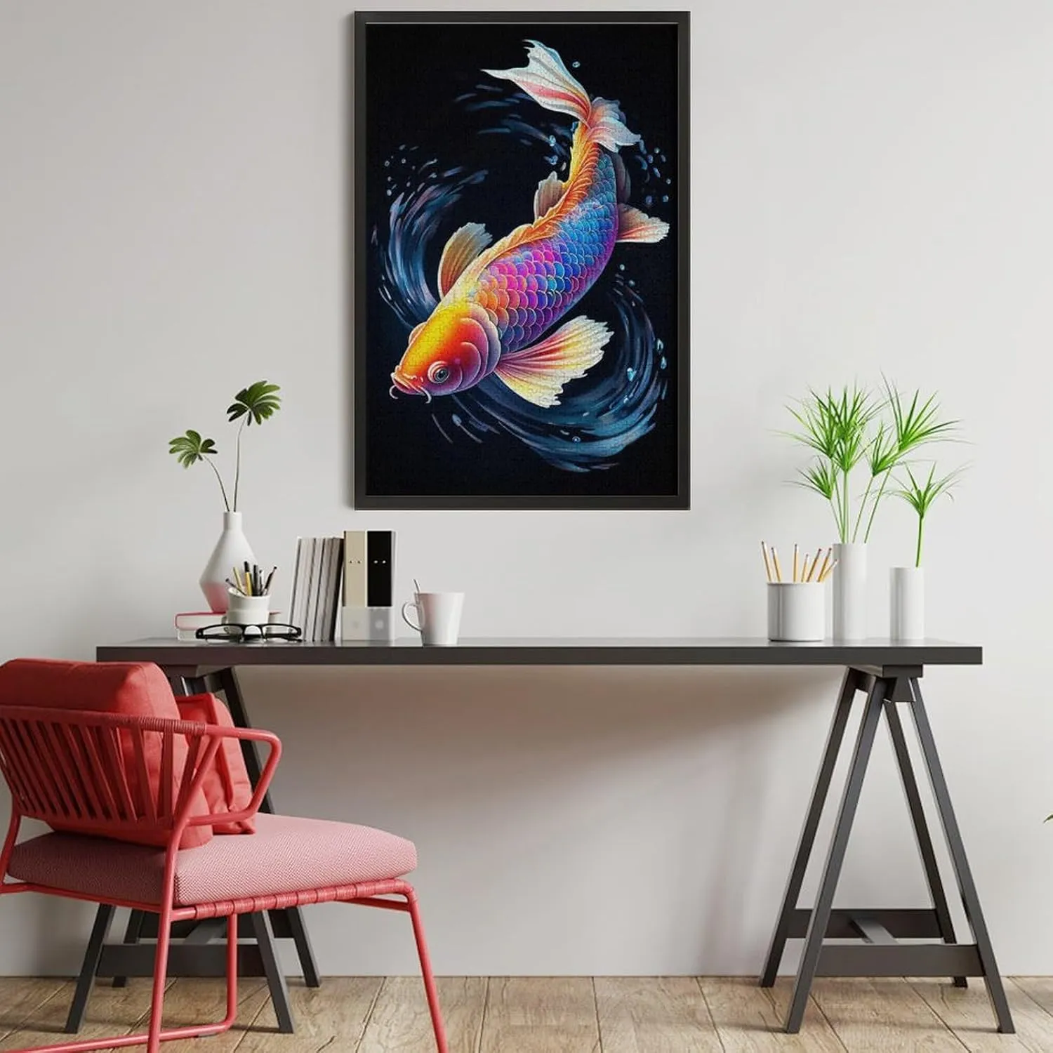 Rainbow Koi Fish Theme Wooden Puzzles for Adults 1000 Pieces Jigsaw Puzzle，Decompression Toys Full of Challenge and Excitement The Wooden Puzzle Unique Home Decor