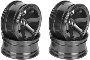 RC Car Wheel Rim, Easy to Install Exquisite Durable 1/10 RC Wheel Rim for RC Drift Car for 1/10 RC Car(Five Spoke Black)