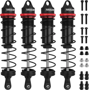 RC Shock Absorbers, 4PCS 130mm 1/8 RC Car Rear Shocks Set Adjustable Damper Springs Compatible with 1/8 Arrma Typhoon 6S HSP DHK HPI Redcat LRP Hobao FS/ZD Racing Hongnor DF-Model Buggy Truggy (Black)