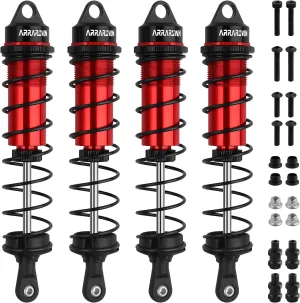 RC Shock Absorbers, 4PCS 130mm RC Car Rear Shock Absorber 1/8 Scale Adjustable Shocks Compatible with 1/8 Arrma Typhon 6S,Traxxas-Sledge-ALUM, FS Racing JLB HSP LRP Hobao Hongnor DF Truggy (Red＆Black)