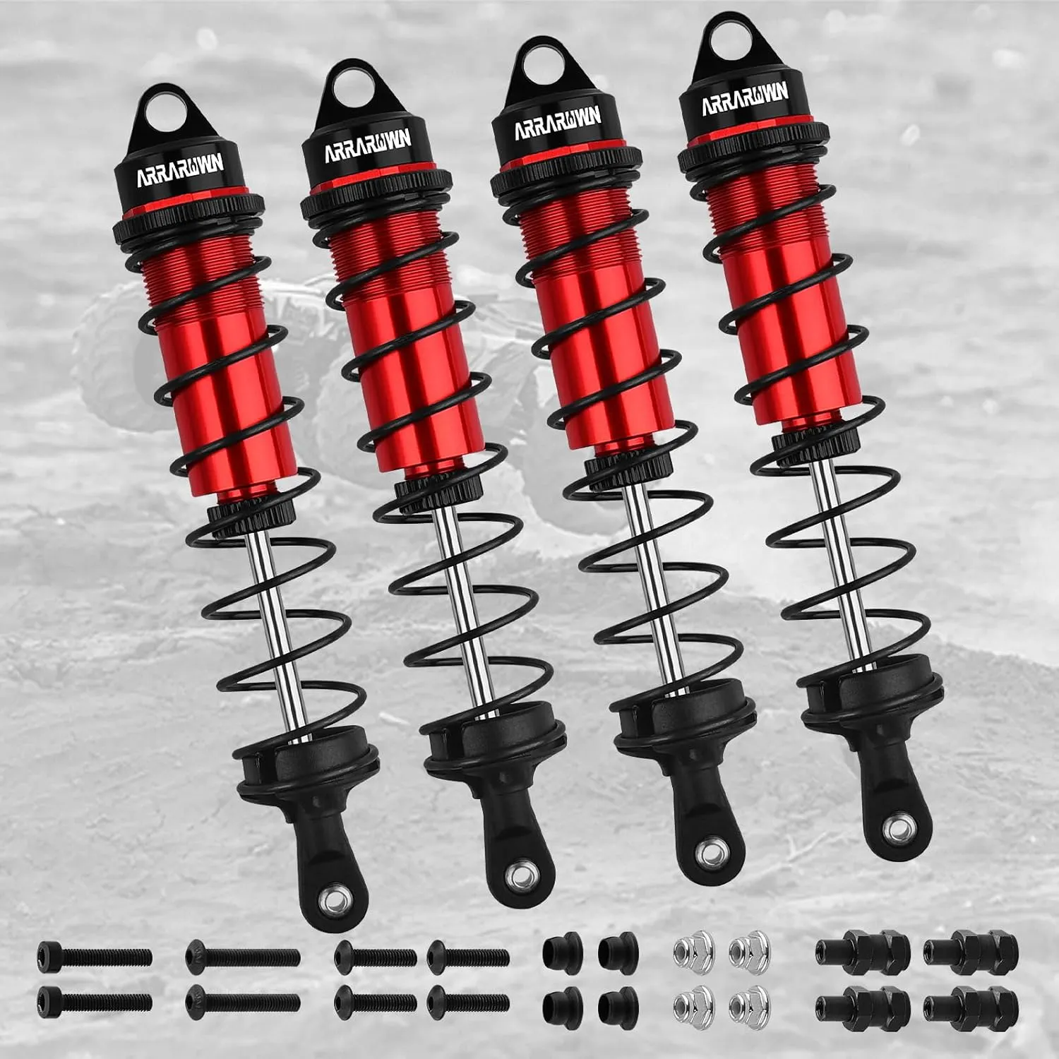 RC Shock Absorbers, 4PCS 130mm RC Car Rear Shock Absorber 1/8 Scale Adjustable Shocks Compatible with 1/8 Arrma Typhon 6S,Traxxas-Sledge-ALUM, FS Racing JLB HSP LRP Hobao Hongnor DF Truggy (Red＆Black)