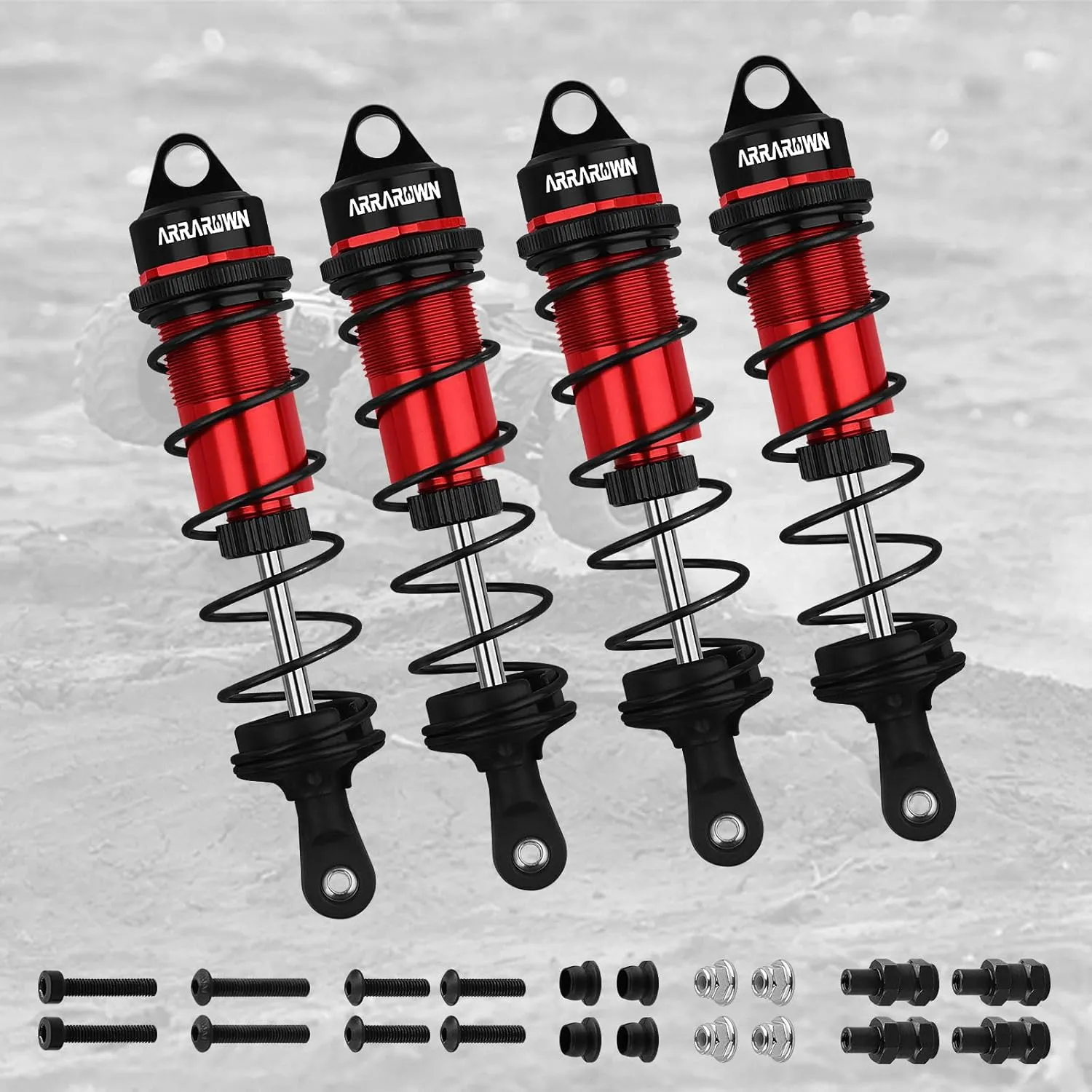 RC Shock Absorbers, 4PCS 1/8 110mm RC Car Front Shocks Set Adjustable Shocks Compatible with 1/8 Arrma Typhon 6S, FS Racing,Team Losi Racing,HSP DHK HPI Redcat ZD Racing Truck Buggy Truggy (Red＆Black)