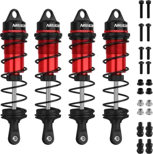 RC Shock Absorbers, 4PCS 1/8 110mm RC Car Front Shocks Set Adjustable Shocks Compatible with 1/8 Arrma Typhon 6S, FS Racing,Team Losi Racing,HSP DHK HPI Redcat ZD Racing Truck Buggy Truggy (Red＆Black)