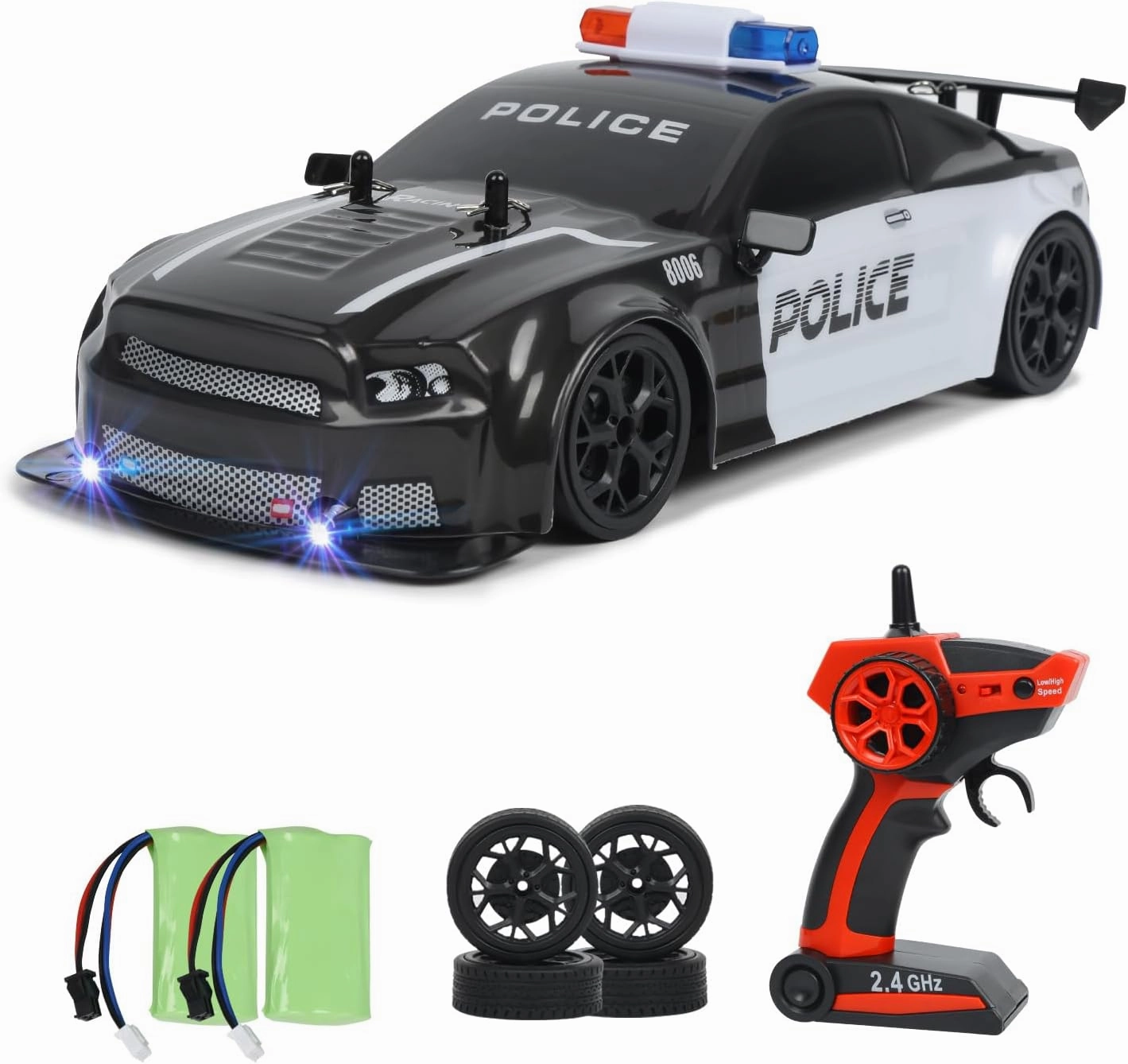 RC Drift Police Car, 1:14 Remote Control Police Car 4WD Drift GT RC Cars Vehicle High Speed Racing RC Drifting Car Gifts Toy for Boys Kids