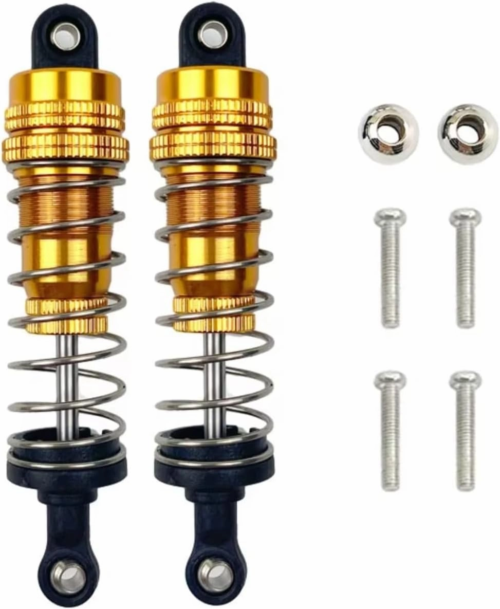 Rc Shock Absorber For Wltoys 144001 1316 1/14 2 Pcs Aluminum Alloy Front And Rear Shock Absorbers Rc Car Parts And Accessories Upgrade Replacement And Use(Yellow)
