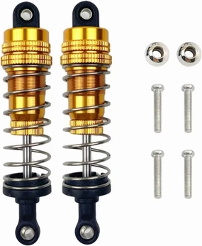 Rc Shock Absorber For Wltoys 144001 1316 1/14 2 Pcs Aluminum Alloy Front And Rear Shock Absorbers Rc Car Parts And Accessories Upgrade Replacement And Use(Yellow)