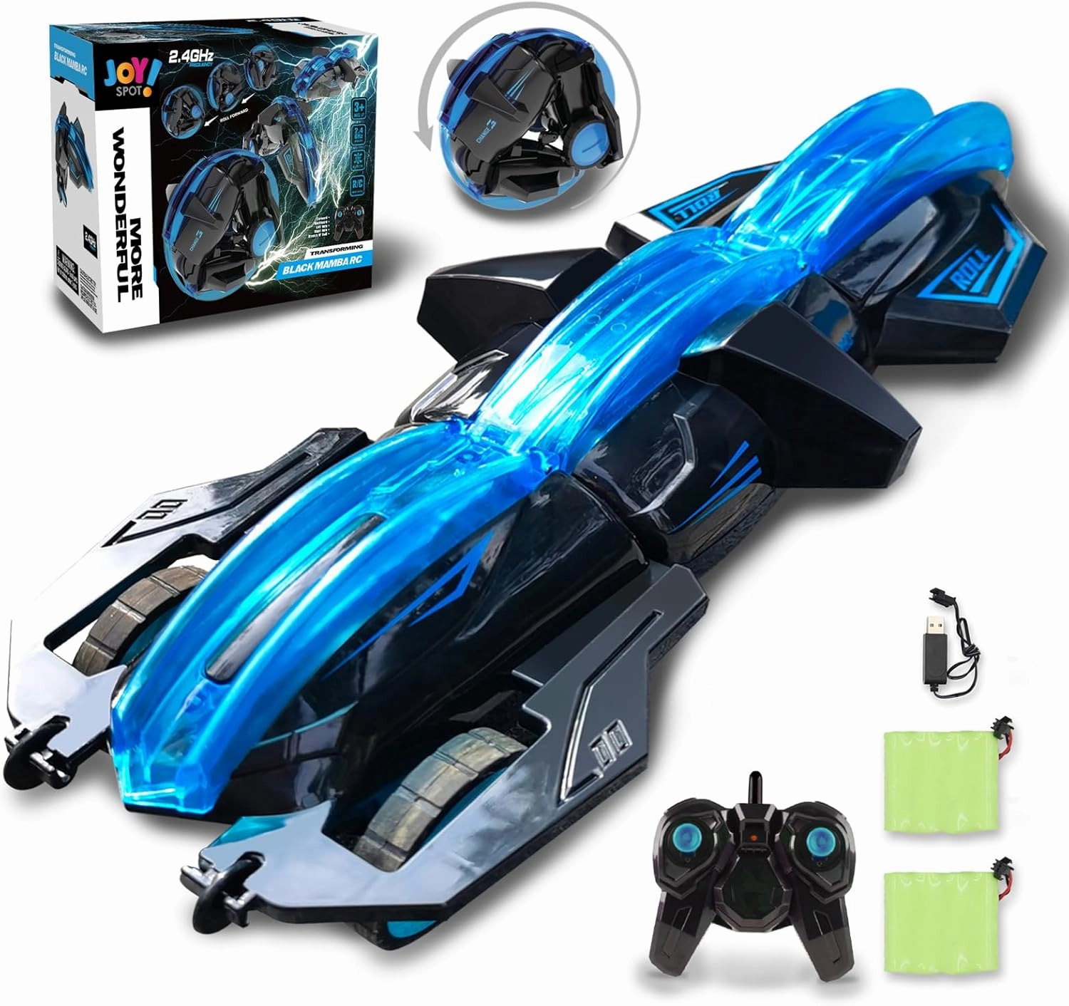 RC Stunt Snake Car 360° Roll Toys,2.4Ghz RC Cars Remote Control Car for Boys, Birthday Gift for Kids Age 6-12, 2 Batteries 30 min Long Endurance, Cool Indoor Outdoor Toys Car Racing Games for Boys