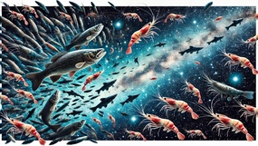 Realistic Sky Map Formed by Fish and Shrimp Perfect for Fun Brain Puzzle Lovers Vibrant Illustrations and Quality Pieces Great Gift Idea Wooden Puzzle 1000 Pieces
