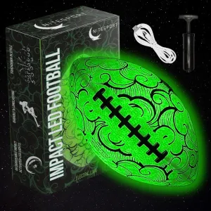Rechargeable Glow In the Dark Football Electric Lime | LED Light-Up Football Size 6 Batteries & Pump Included for Kids & Teens | Night Games