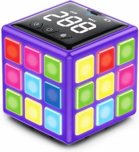Rechargeable Game Cube, 15-in-1 Fun Brain Memory & Speed Games for Kids, Christmas Birthday Gifts for Boys Girls Ages 6-12  Years Old, Cool Toys for Kids Teens with Score Screen (Purple)