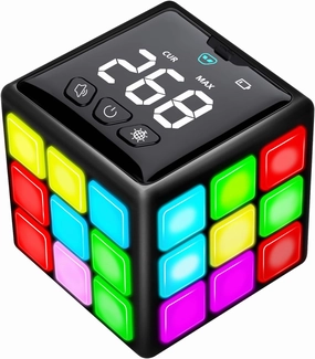Rechargeable Game Handheld Cube - 15 Fun Brain & Memory Game with Score Screen - Christmas Easter Birthday Gifts for Boys Girls Ages 6-12  Years Old - Toy Gift Idea for Kids Teens (Black)