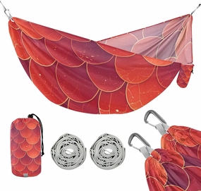 Red Fish Scale Sparkling 330lb Capacity Outdoor Hammocks with Tree Straps Backyard Hammock for Outside Beach Patio Garden accesorios para Camping
