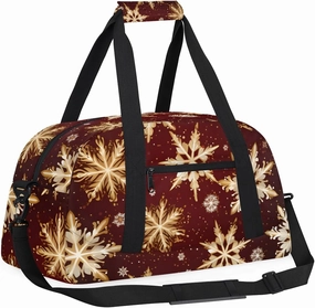 Red Snowflakes Kids Overnighter Duffel Bags for Boys, Carry-On Size Sports Gym Bag with Front Zipper Pocket for School Practice or Overnight Travel Weekender Sleepover Tote Bag