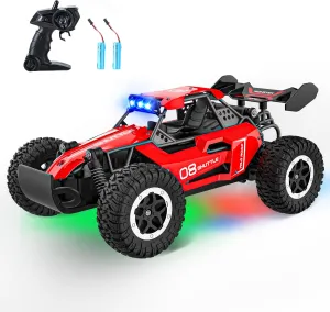 Remote Control Car for Kids 3 4 5 6 7 , 20 KM/H High-Speed RC Cars with LED Lights, 2.4GHz 2WD Monster Truck Toys, Rechargeable RC Car, Toy Cars for Girls Boys, Christmas & Birthday Gifts – Red