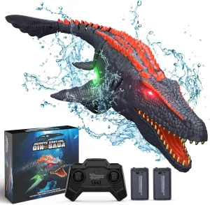 Remote Control Dinosaur Toys for Kids, 2x1000mAh RC Boat Mosasaurus Water Toys for Swimming Pool Bathroom, Birthday Gifts for 3 4 5 6 7 8-12 Year Old Boys Girls Christmas (Mosasaurus)