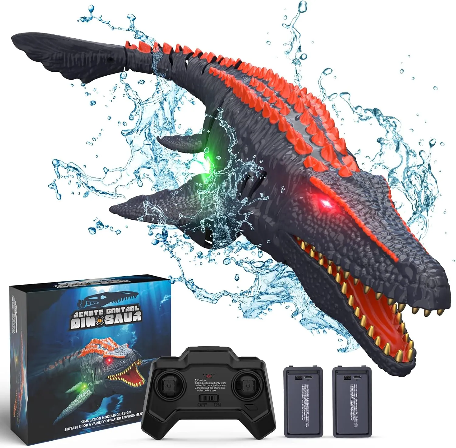 Remote Control Dinosaur Toys for Kids, 2x1000mAh RC Boat Mosasaurus Water Toys for Swimming Pool Bathroom, Birthday Gifts for 3 4 5 6 7 8-12 Year Old Boys Girls Christmas (Mosasaurus)