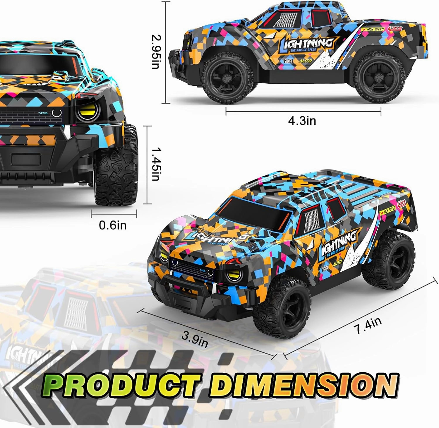 Remote Control Car for Boys 4-7, RC Pickup 1/24 Scale Light-up Mini RC Car for Kids Boys Toys Age 4-6, 6-8, 3-5, 5-7, Birthday Gifts for 3 4 5 6 7 8 Years Old Boys