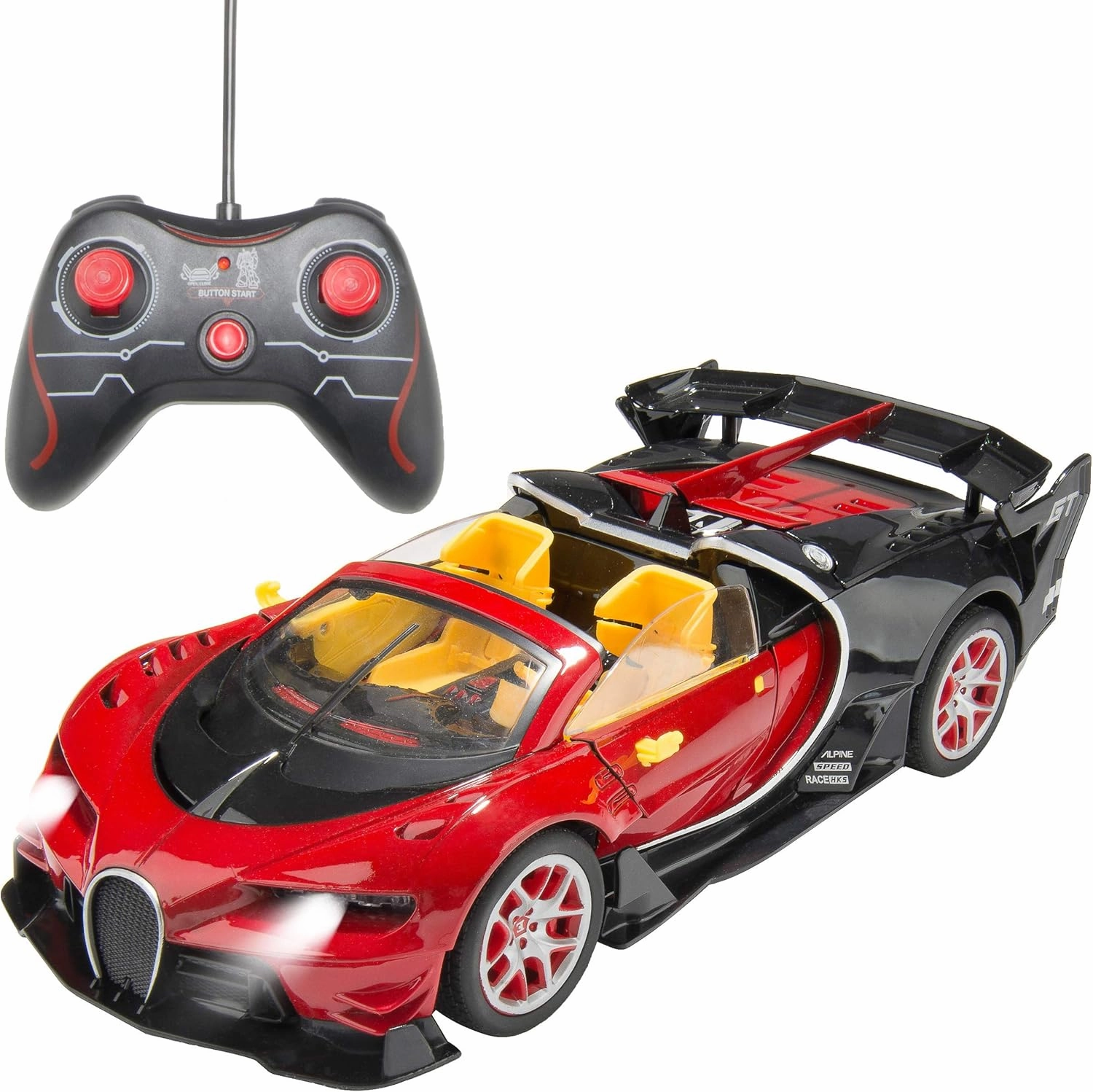 Remote Control Sports Car Super Racer with Open Doors Kids Christmas Toy Gift