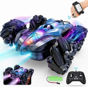 Remote Control Stunt Car for Boys & Girls 6-12, 2.4GHz 4WD RC Drift Vehicle with Lights & Music, 360° Rotation, Wall Driving, Dual-Sided Play, Rechargeable Battery, Safe & Durable Toy