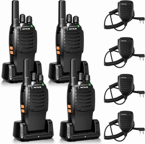 Retevis H-777 Walkie Talkies with Shoulder Mic,2 Way Radios Long Range,License-Free,LED Flashlight,Portable,Shock Resistant,for Family Outdoor Small Commercial (4 Pack)