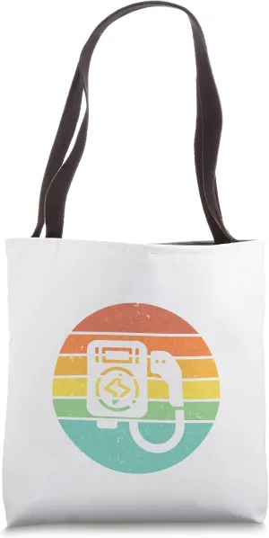 Retro Electric Charging Station Vintage E-Car Driver Tote Bag