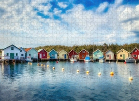 Retro Adult Puzzle 500 Pieces Beautiful Breviks Fishing Harbor The Southern Koster Island Sweden Puzzles Fun Puzzles Colorful Home Decoration New Upgraded Puzzle Gifts