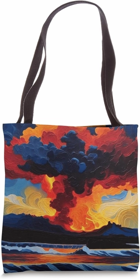 Retro Geology Volcanic Science Seismic Nerdy Geeky Print Tote Bag