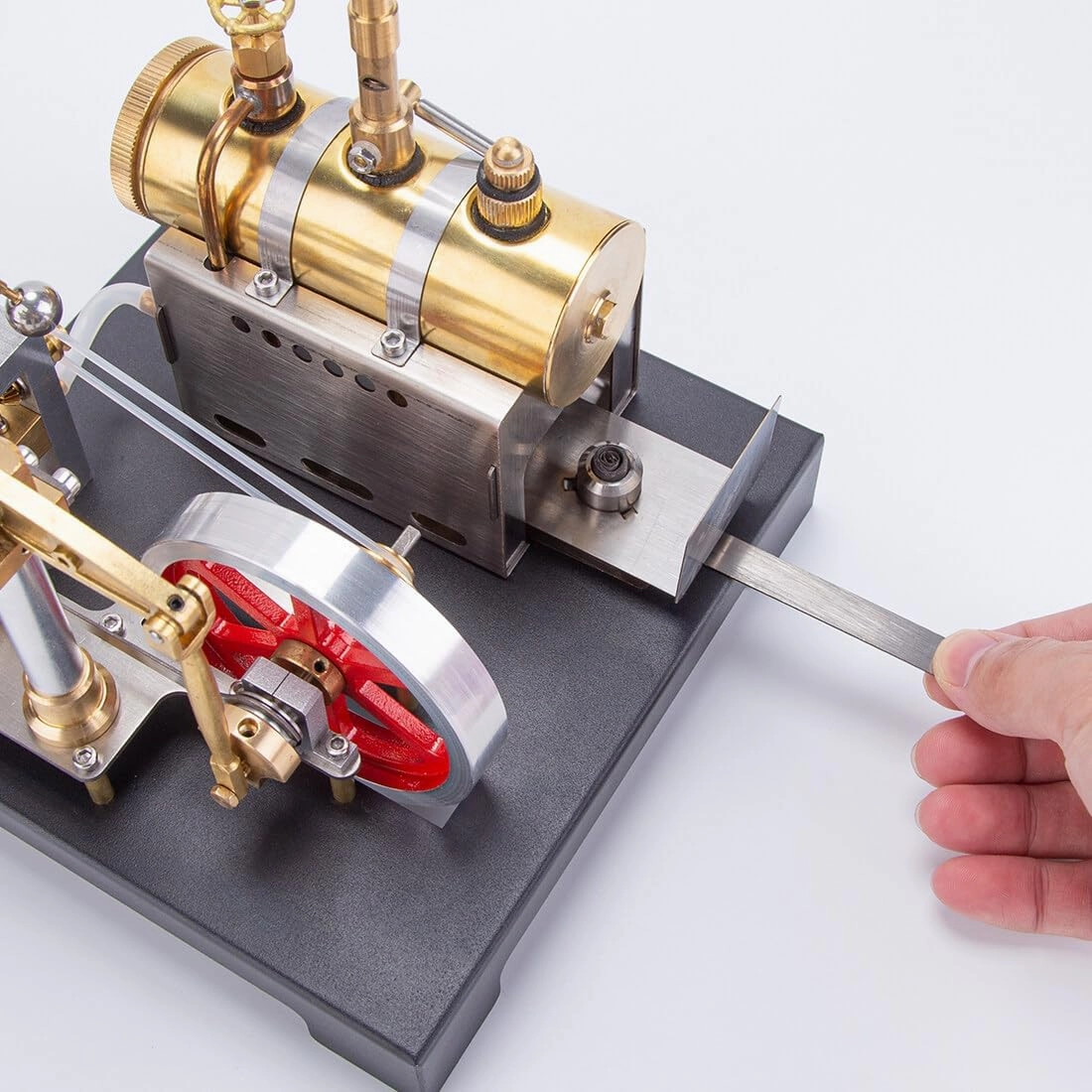 Retrol SE-01 Full Metal Stationary Steam Engine Model Kit, DIY Assembly with Horizontal Boiler & Flyball Governor, Mechanical Gift for Steam Engine Enthusiasts (84PCS)