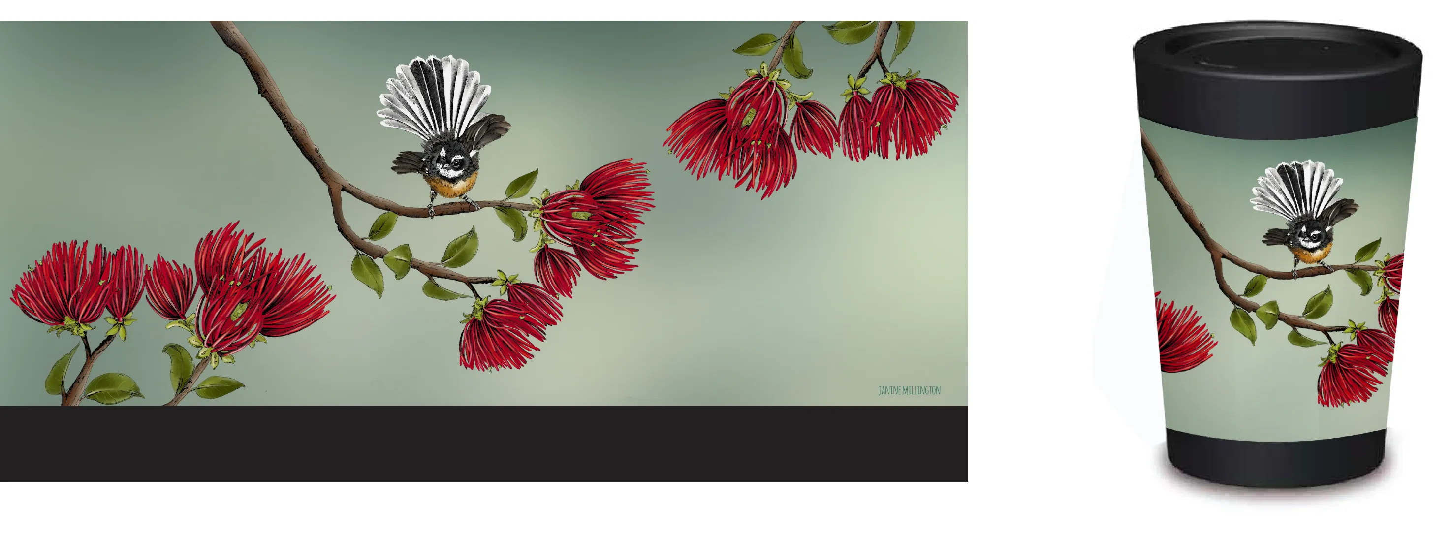 Reusable Coffee Cup - Pohutukawa Fantail