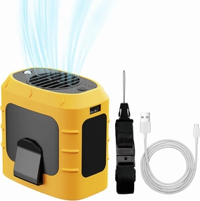 Rican Portable Waist Fans, Rechargeable Waist Fan with Clip On, 8000mah Wearable Fans BeltFan with Led Light, Personal Shirt-Fan for Works, Travel, Camping, Outdoor (Orange)
