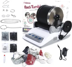 Rock Tumbler Kit, Rock Polisher Tumbler for Kids & Adults,Includes 2 Belts, Bag of Rough Stones,4 Stages of Polishing Grits: Coarse, Fine, Polishing, Final Polishing
