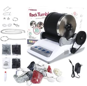 Rock Tumbler Kit, Rock Polisher Tumbler for Kids & Adults,Includes 2 Belts, Bag of Rough Stones,4 Stages of Polishing Grits: Coarse, Fine, Polishing, Final Polishing