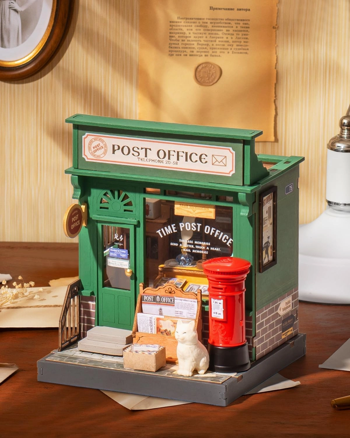 Rolife DIY Mini Building House Miniature Kit-Century Post Office, Miniature Lifestyle Mini Bookshelf Decoration, DIY Hobbies/Gifts for Craftsman (Century Post Office)