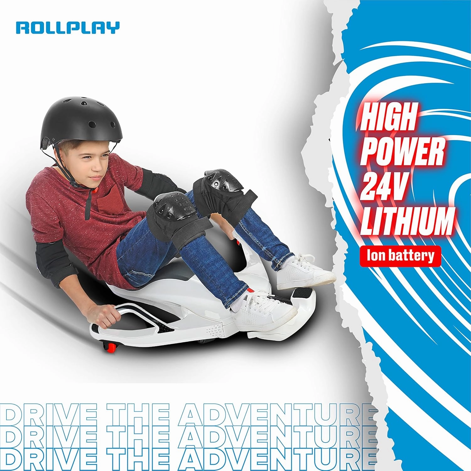 Rollplay Nighthawk NexGen Electric Ride On Toy for Ages 6 & Up with High Power 24V Lithium Ion Battery, Side Handlebars for Steering, and a Top Speed of 6.5 MPH, White