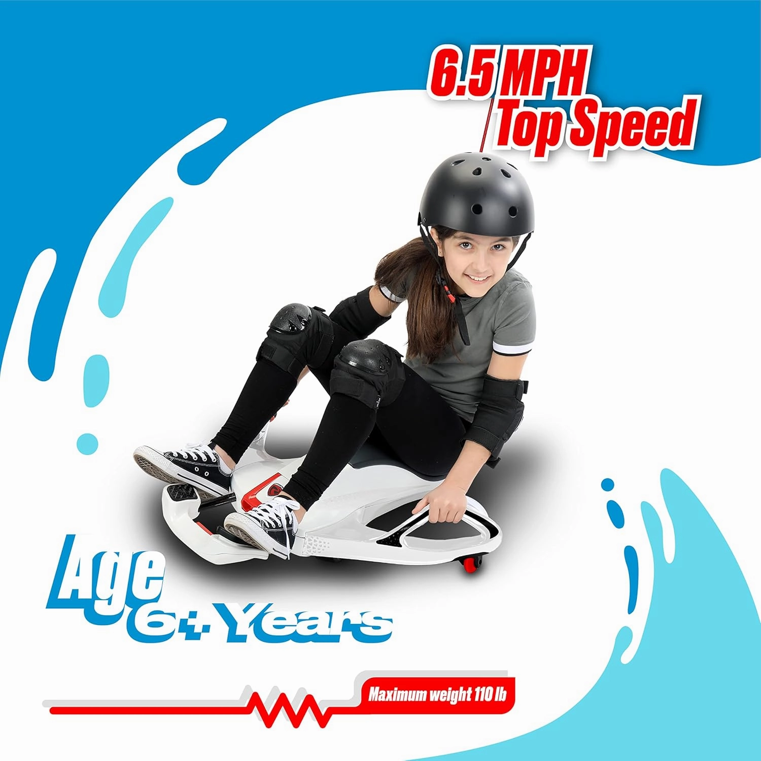 Rollplay Nighthawk NexGen Electric Ride On Toy for Ages 6 & Up with High Power 24V Lithium Ion Battery, Side Handlebars for Steering, and a Top Speed of 6.5 MPH, White
