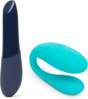 ROMP Join Teal C-Shaped Couples Vibrator & We-Vibe Tango X Blue Powerful Mini Massager Vibrator - Couples Sex Toys Bundle