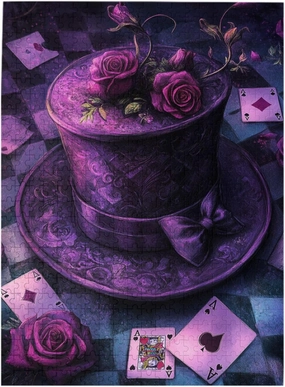Rose and Card On Magic Hat, 500 Pcs Wooden Jigsaw Puzzles for Adults,Creative Games and Holiday Party Gifts Artwork Wall Home Decoration, Release Stress,Gift for Friends and Relatives